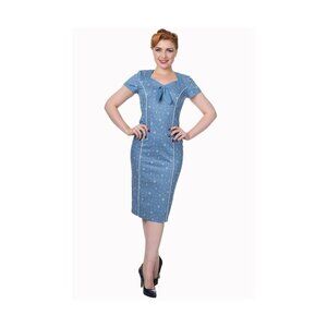 Dancing Days Banned Sweet Talker Denim Nautical Sailor Pencil Dress Size Small